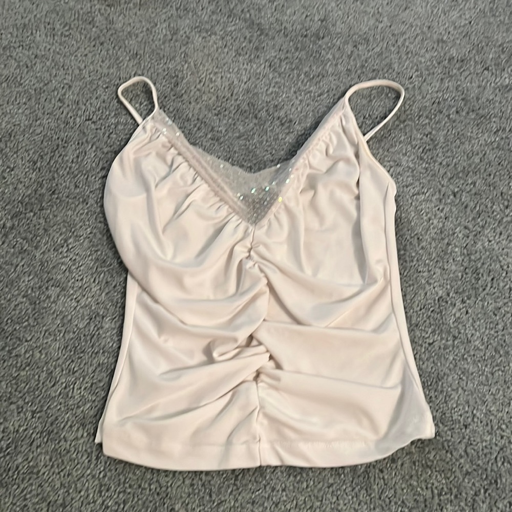 Moda international spaghetti tank top with lace and sequin top